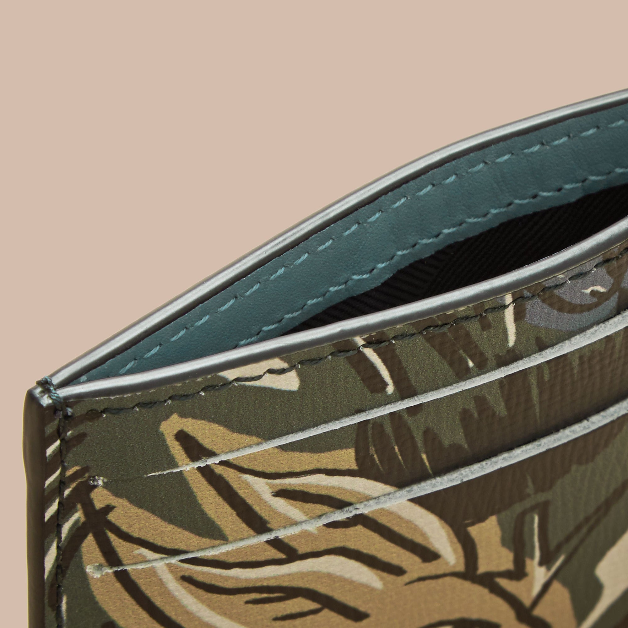 SAGE GREEN Porte-cartes en cuir à imprimé Bestiaire
