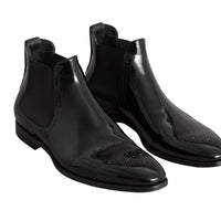 BLACK Bottines Chelsea en cuir poli