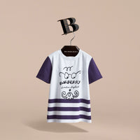 BRIGHT NAVY T-shirt en coton à rayures avec imprimé Gentleman barbu