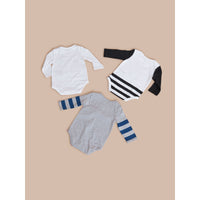 WHITE Coffret cadeau bébé trois pièces en coton imprimé