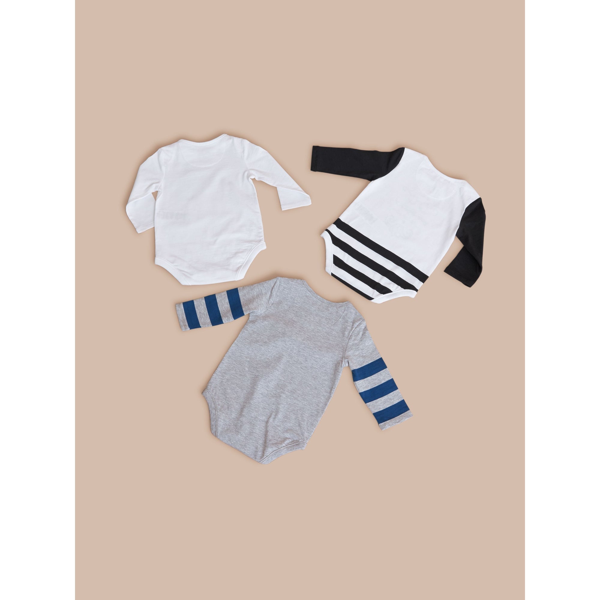 WHITE Coffret cadeau bébé trois pièces en coton imprimé