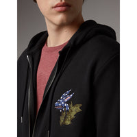 BLACK Haut à capuche en coton avec motif Bestiaire