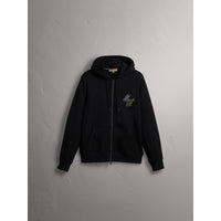 BLACK Haut à capuche en coton avec motif Bestiaire