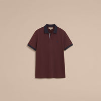 DEEP CLARET Polo bicolore en piqué de coton avec patte à motif check