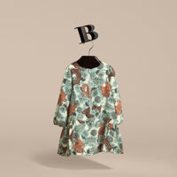 Robe taille basse en soie avec imprimé Bestiaire - Céladon Pâle