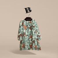 Robe taille basse en soie avec imprimé Bestiaire - Céladon Pâle