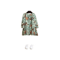 Robe taille basse en soie avec imprimé Bestiaire - Céladon Pâle