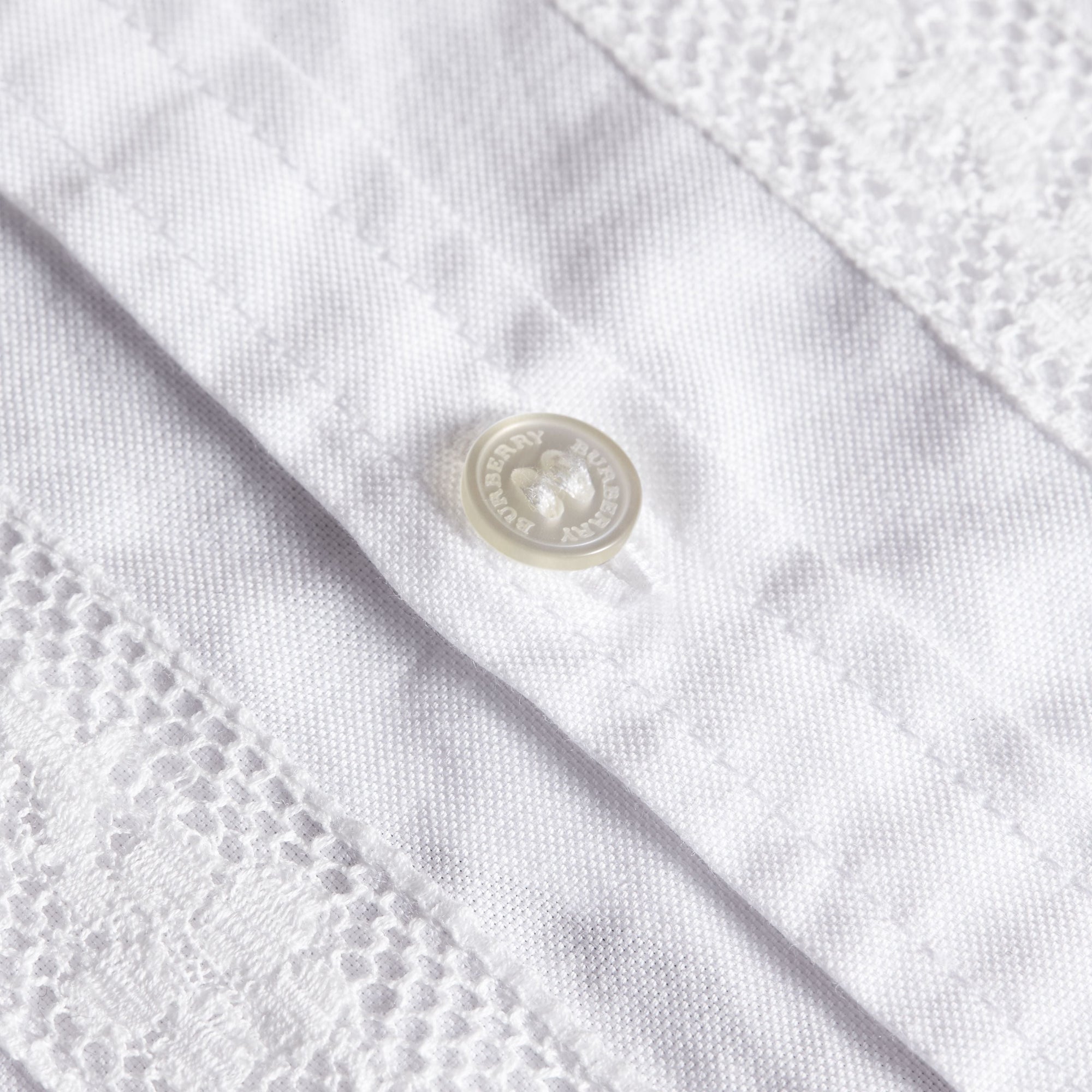 WHITE Chemise en broderie anglaise et en coton avec détails en dentelle