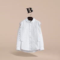 WHITE Chemise en broderie anglaise et en coton avec détails en dentelle