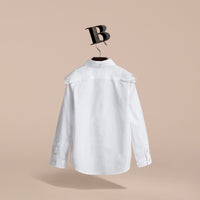 WHITE Chemise en broderie anglaise et en coton avec détails en dentelle