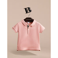 CHALK PINK Polo en piqué de coton avec patte à motif check