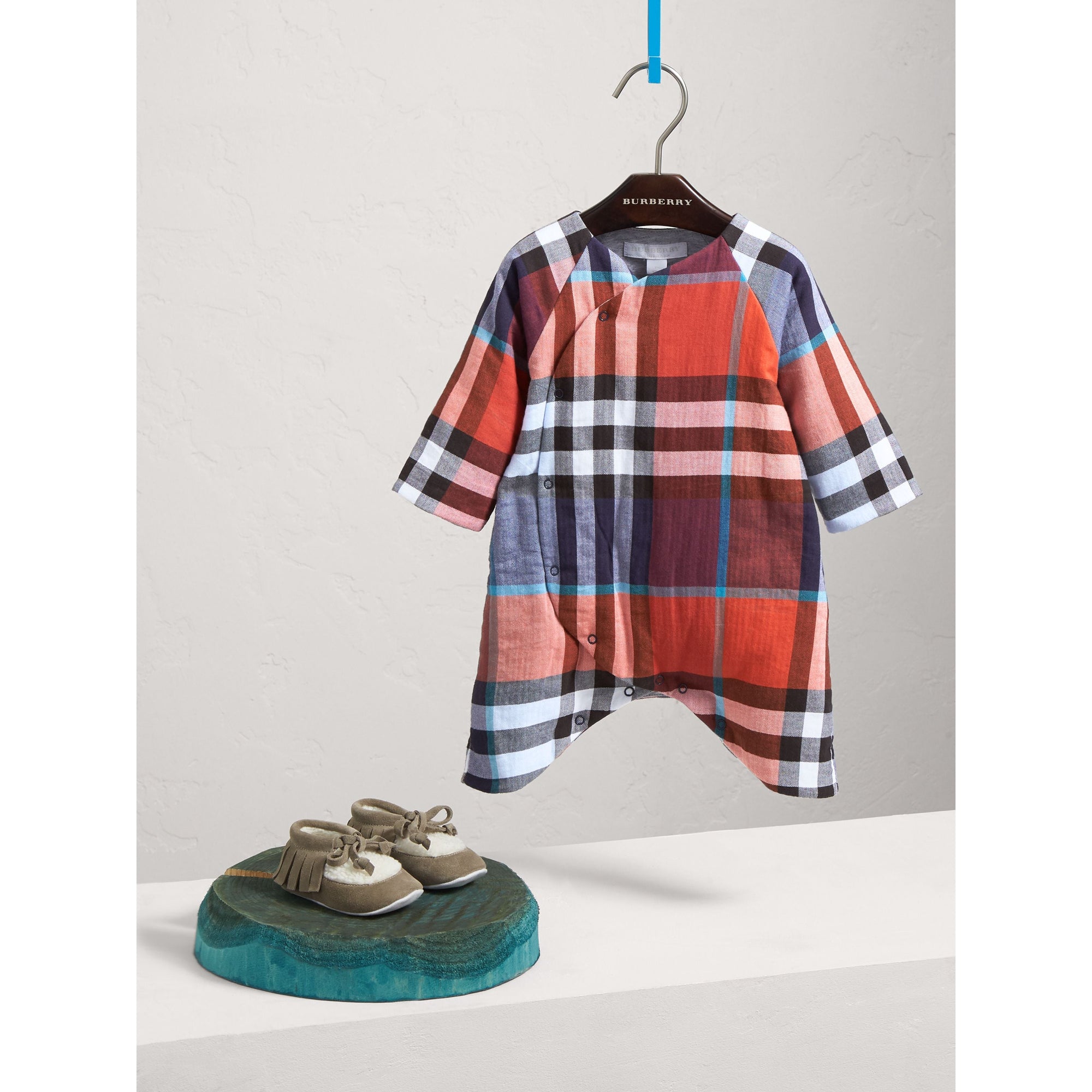 ORNGE RED/CRNFLRW BL Combinaison en coton matelassé à motif check