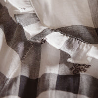WHITE Robe en coton à motif check et imprimé floral avec volants