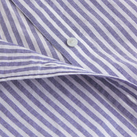 PALE BLUE/WHITE Chemise unisexe en coton rayé à col officier avec plastron plissé