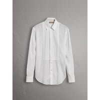 WHITE Chemise en coton unisexe avec plastron nervuré et poignets mousquetaires