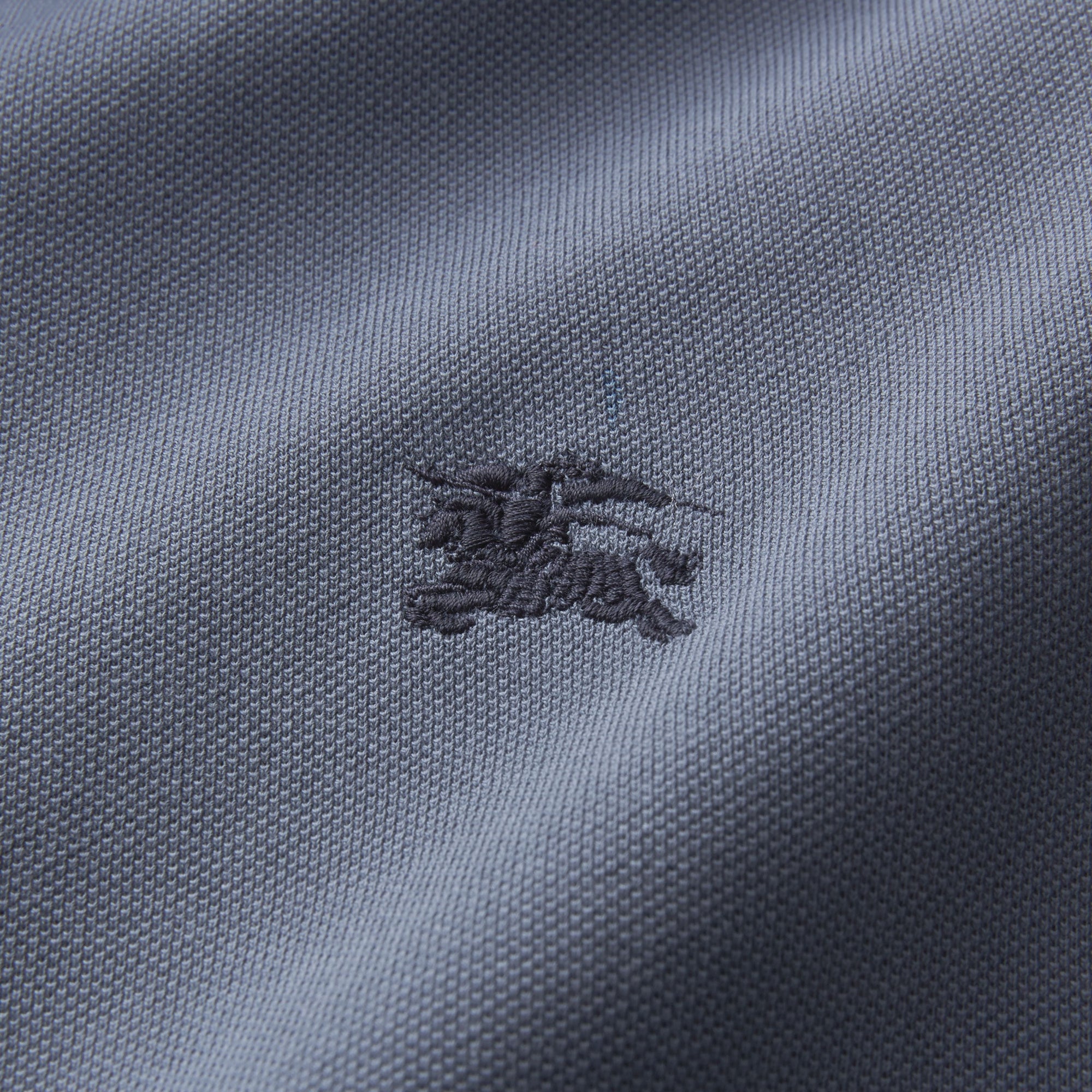 STONE BLUE Polo bicolore en piqué de coton avec patte à motif check