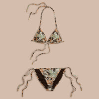 ANTIQUE TAUPE PINK Bikini triangle à imprimé Bestiaire