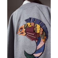 PALE GREY MELANGE Cape sweat-shirt avec appliqué Bestiaire