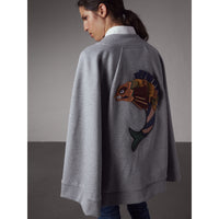 PALE GREY MELANGE Cape sweat-shirt avec appliqué Bestiaire