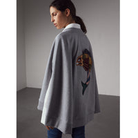 PALE GREY MELANGE Cape sweat-shirt avec appliqué Bestiaire