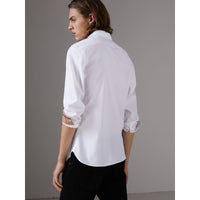 WHITE Chemise en popeline de coton avec boutons en résine