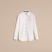 WHITE Chemise en popeline de coton avec boutons en résine