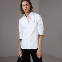 WHITE Chemise en popeline de coton avec boutons en résine