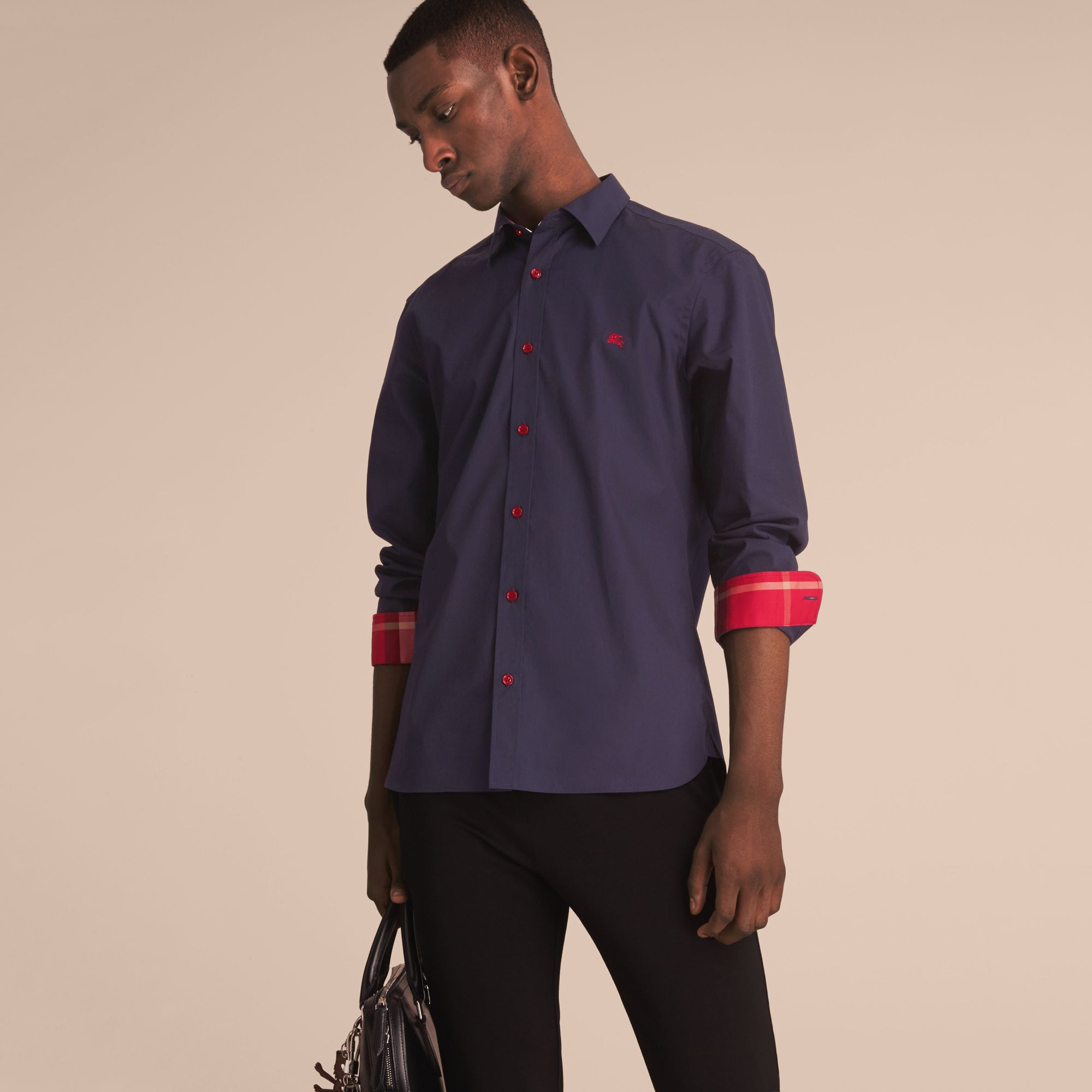 NAVY Chemise en popeline de coton avec boutons en résine