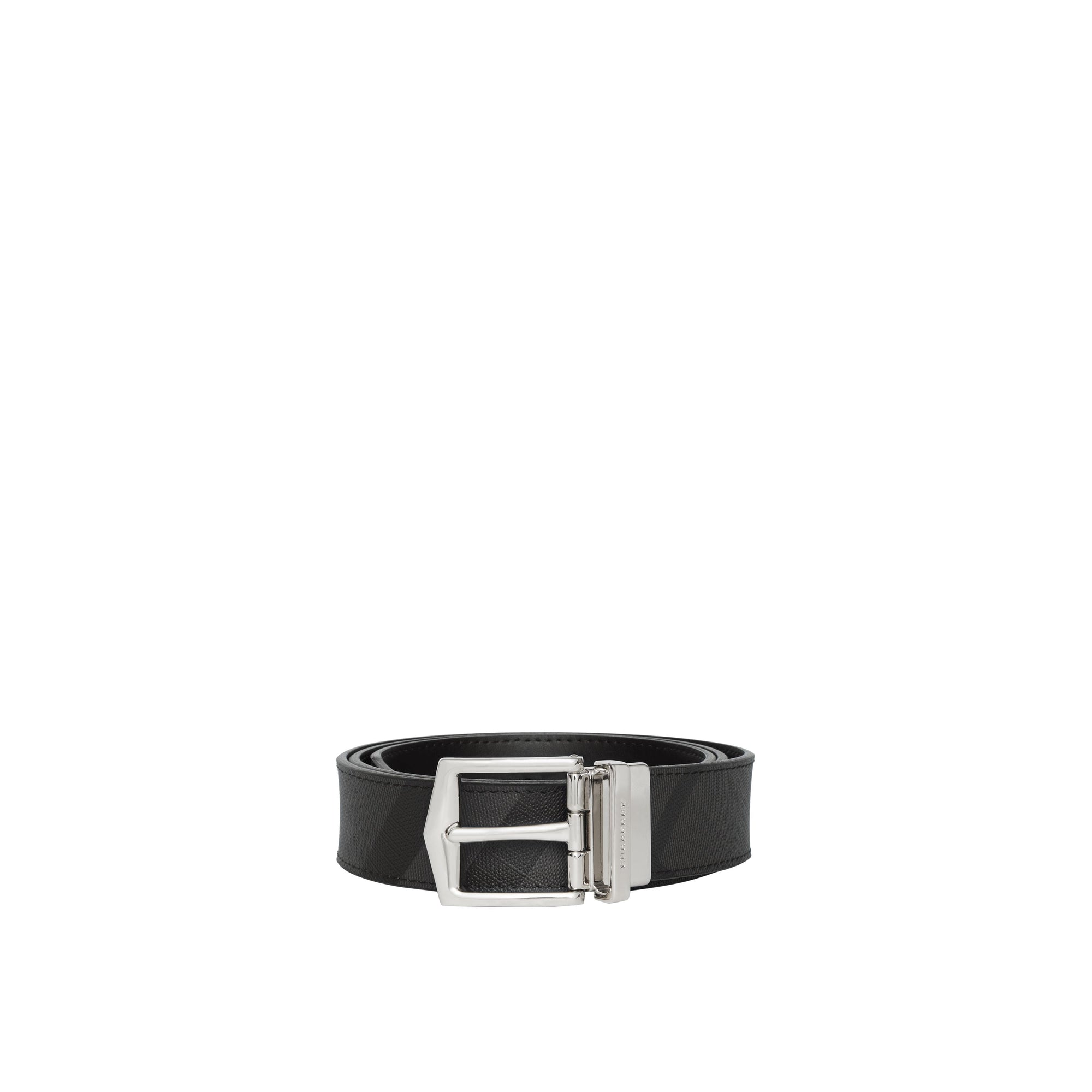 CHARCOAL/BLACK Ceinture réversible en tissu London check et cuir