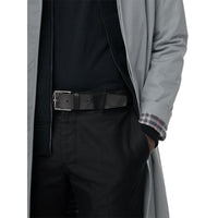 CHARCOAL/BLACK Ceinture à motif London check avec éléments en cuir