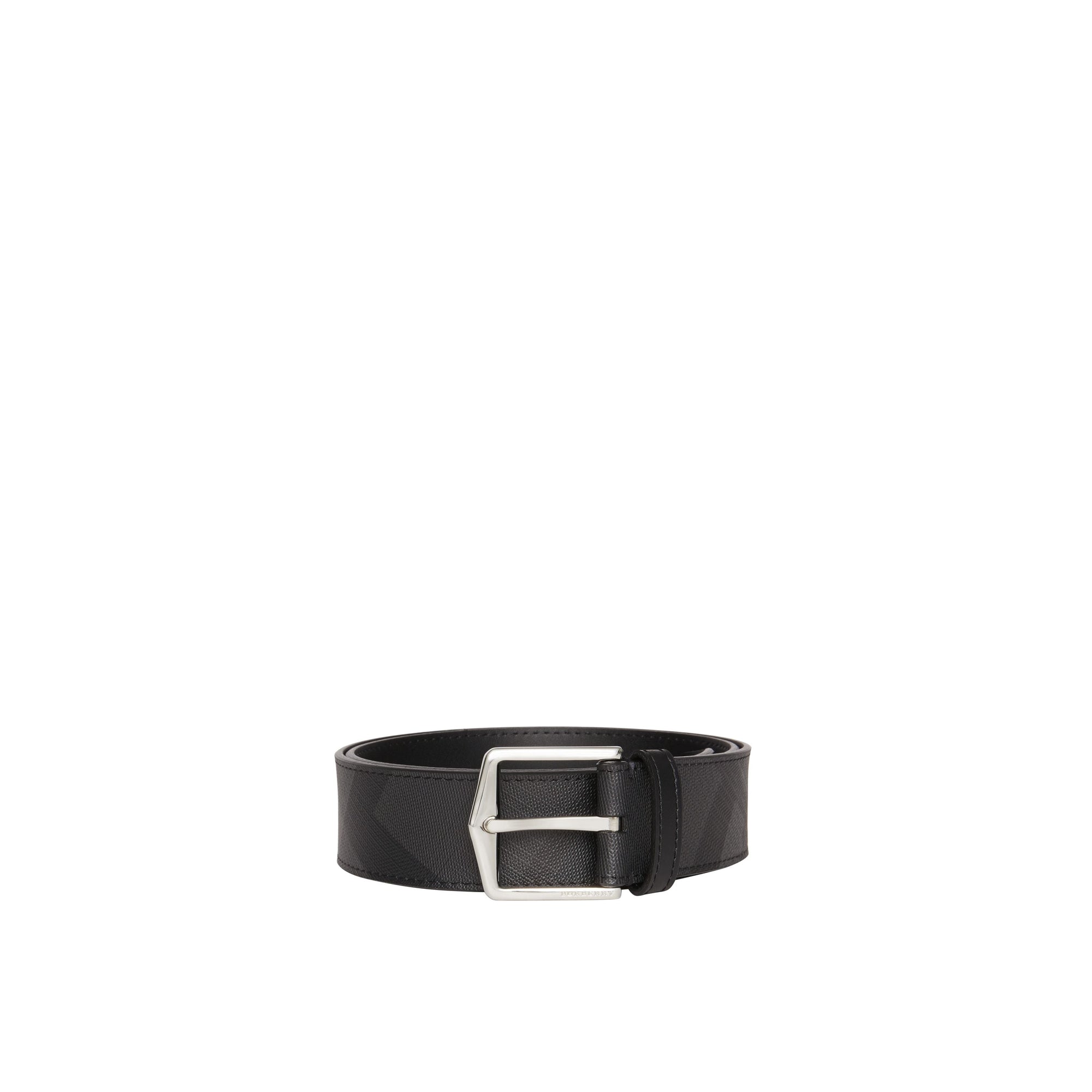 CHARCOAL/BLACK Ceinture à motif London check avec éléments en cuir