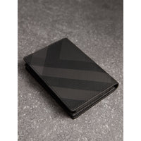 CHARCOAL/BLACK Porte-cartes à rabat London check avec cuir