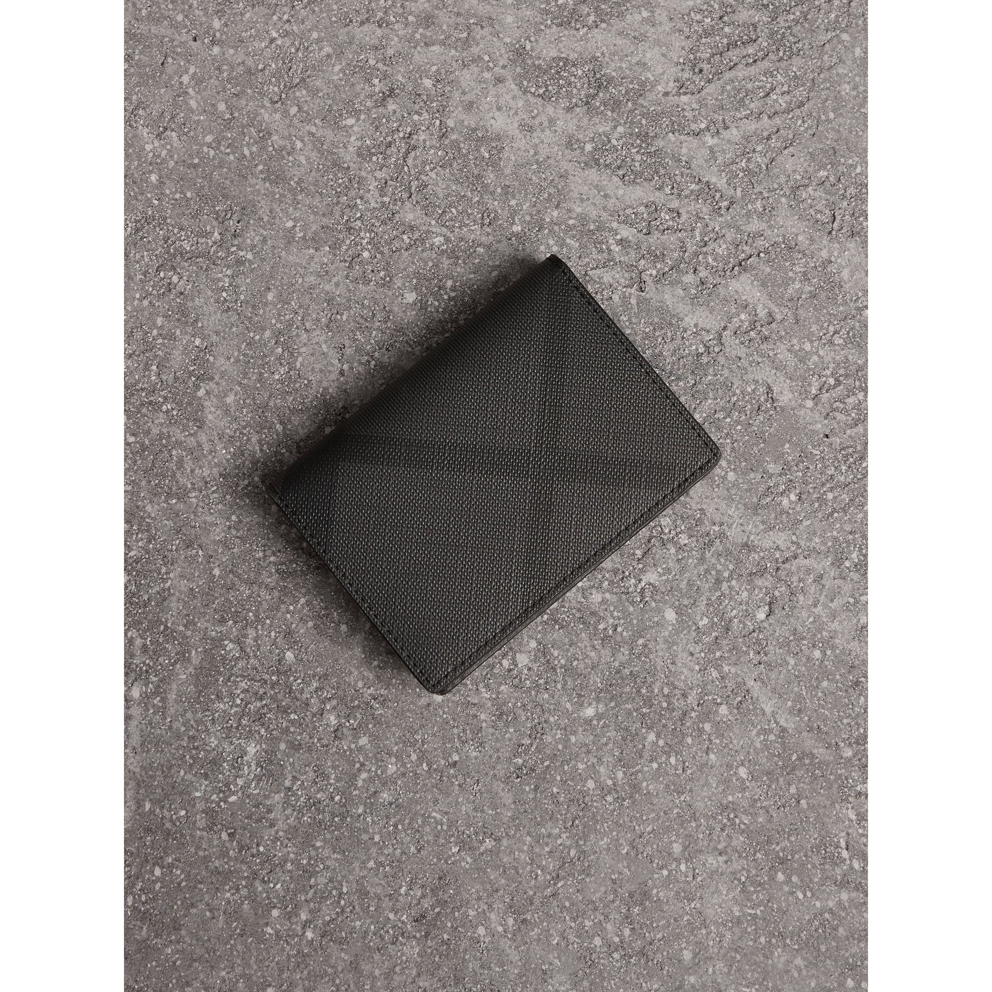 CHARCOAL/BLACK Porte-cartes à rabat London check avec cuir