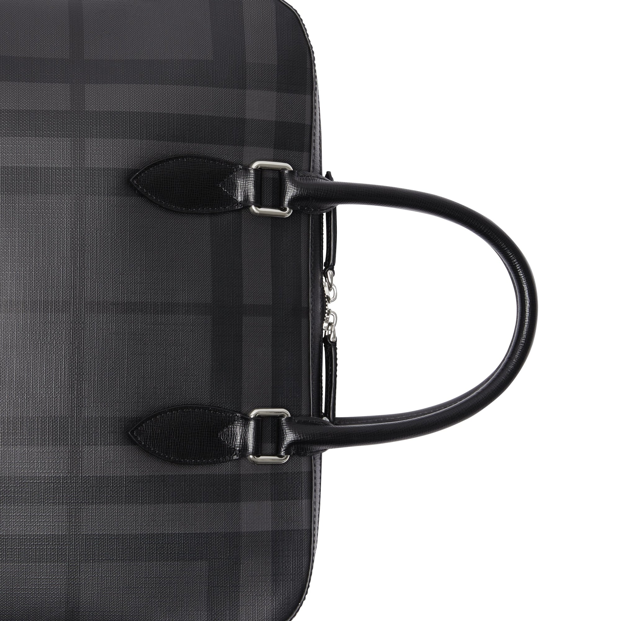 CHARCOAL/BLACK Attaché-case medium à motif London check avec éléments en cuir