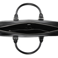 CHARCOAL/BLACK Attaché-case medium à motif London check avec éléments en cuir