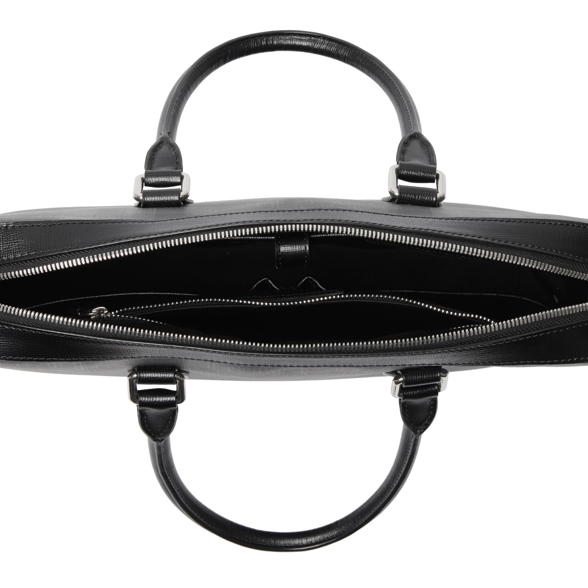 CHARCOAL/BLACK Attaché-case medium à motif London check avec éléments en cuir
