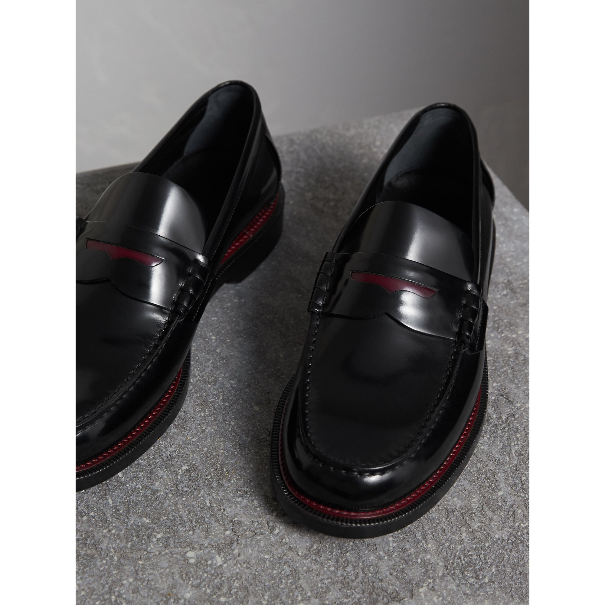 BLACK Mocassins Penny Loafers en cuir bicolore