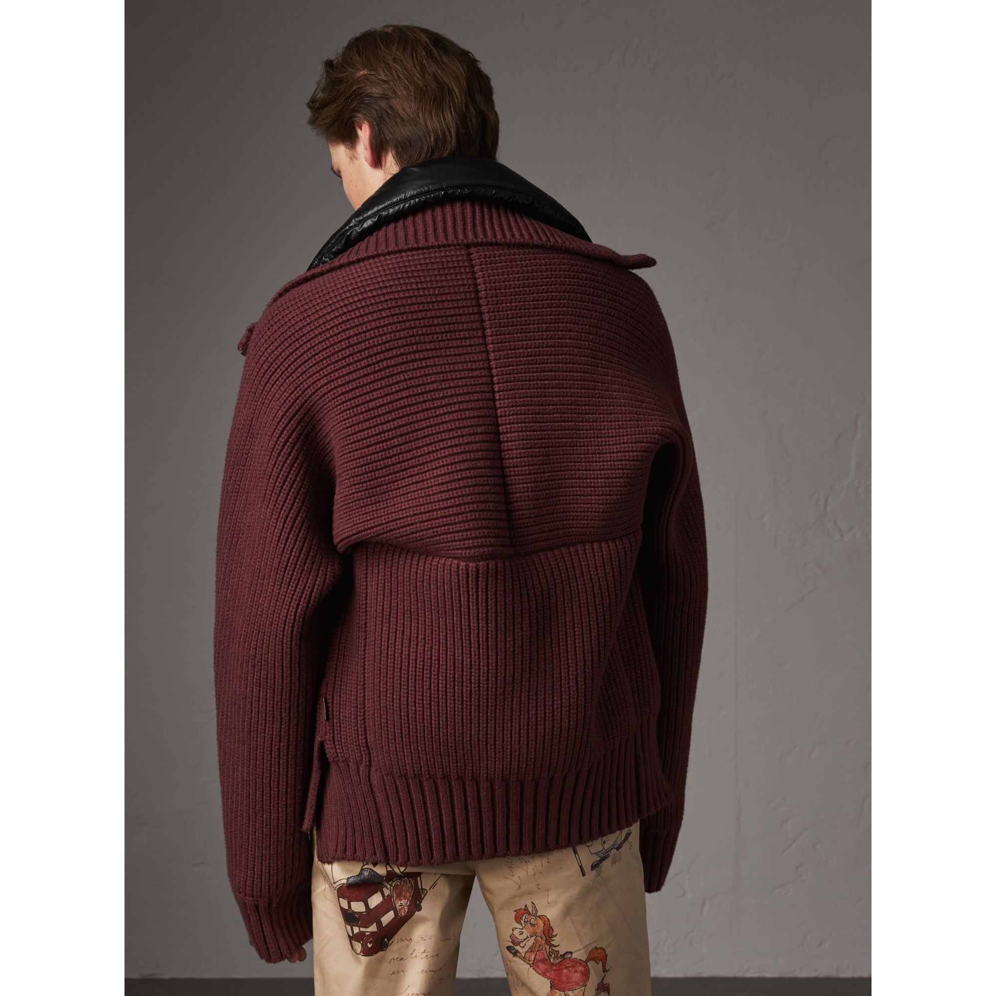 MAHOGANY RED Veste en maille côtelée de coton mélangé avec gilet sans manches rembourré