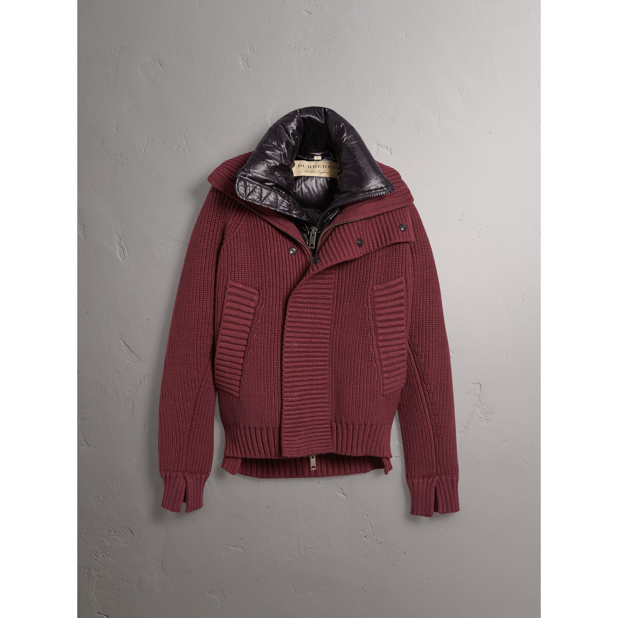 MAHOGANY RED Veste en maille côtelée de coton mélangé avec gilet sans manches rembourré