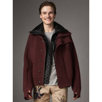 MAHOGANY RED Veste en maille côtelée de coton mélangé avec gilet sans manches rembourré
