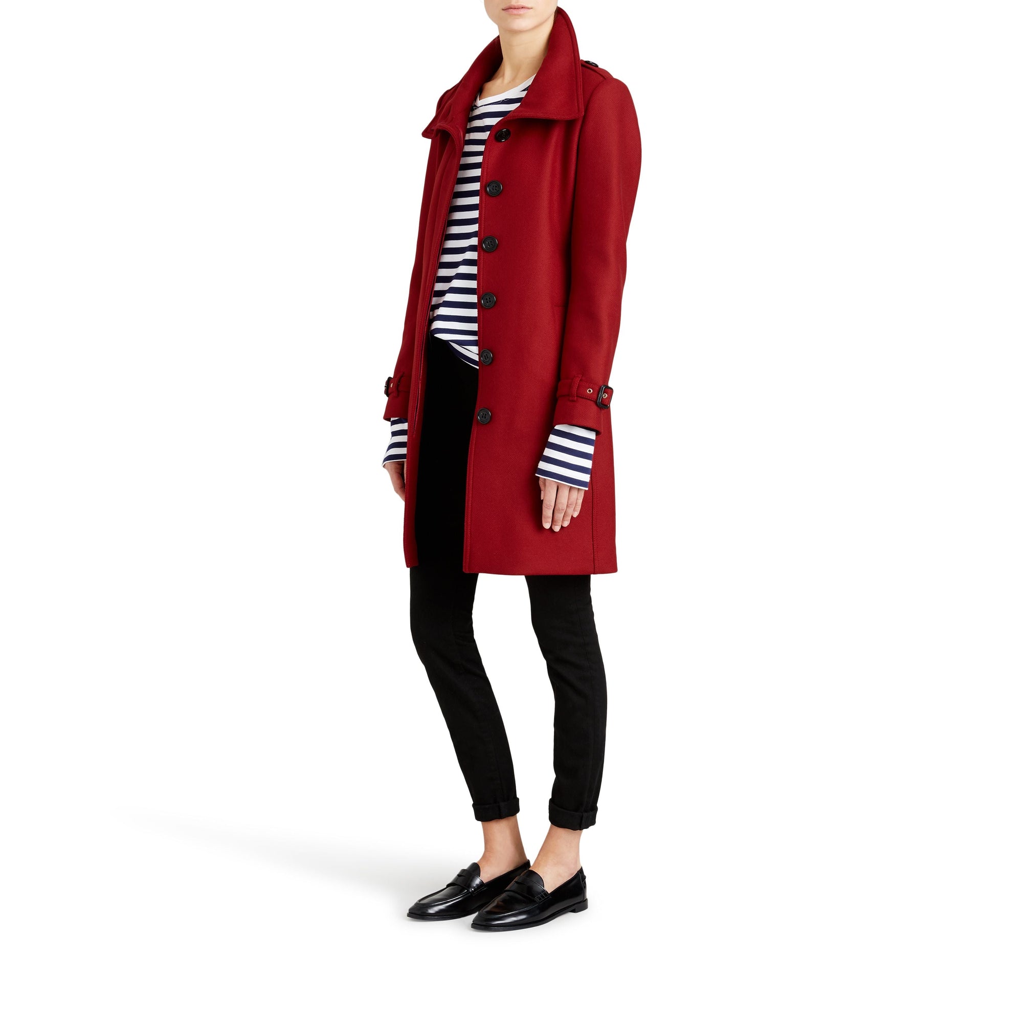 DAMSON RED Manteau en laine technique et cachemire avec col entonnoir