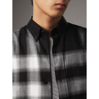 BLACK Chemise en flanelle de coton à motif check et ombré