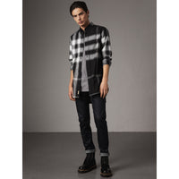BLACK Chemise en flanelle de coton à motif check et ombré