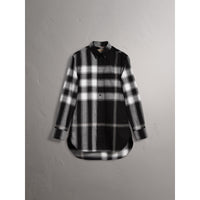 BLACK Chemise en flanelle de coton à motif check et ombré