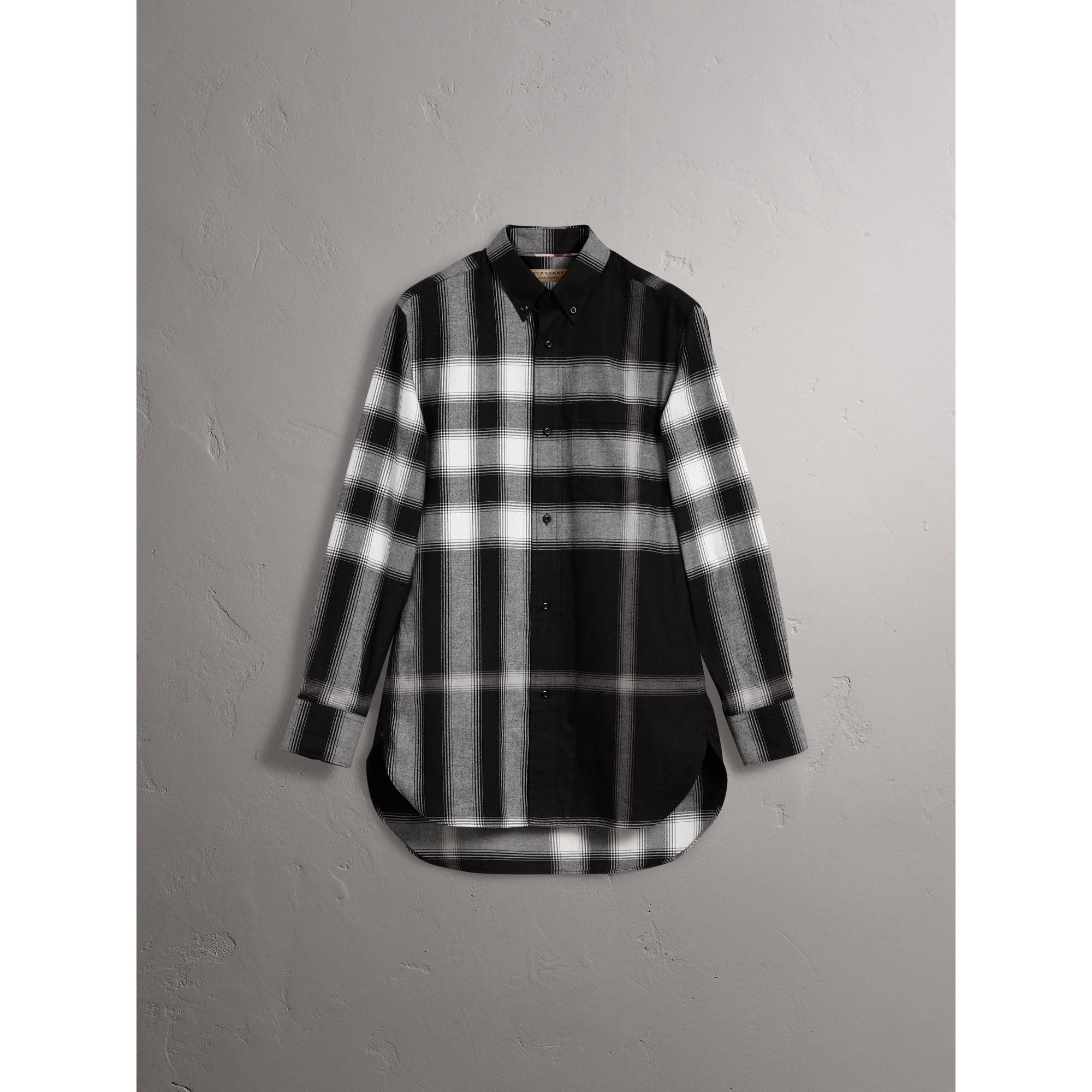 BLACK Chemise en flanelle de coton à motif check et ombré