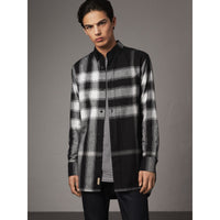 BLACK Chemise en flanelle de coton à motif check et ombré