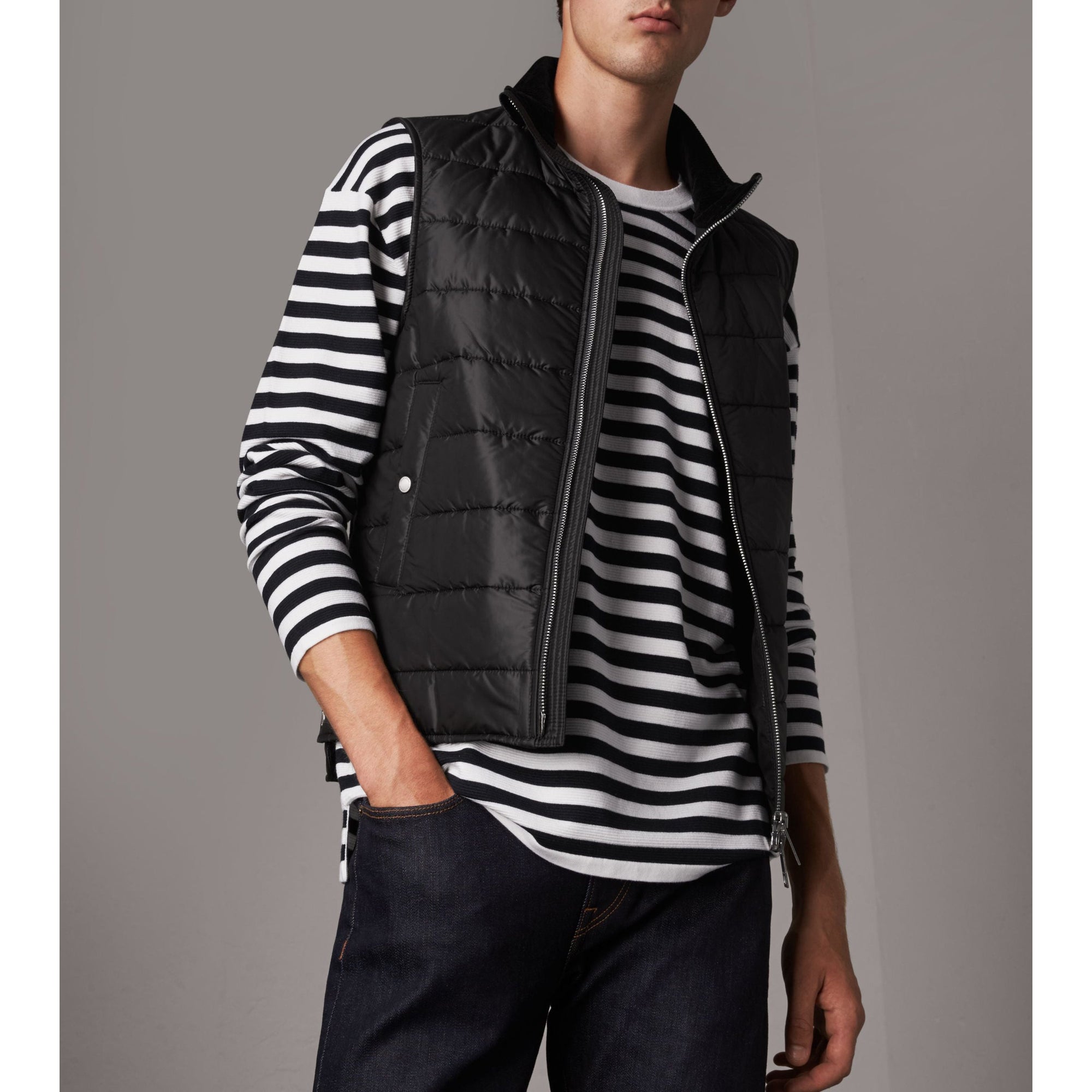 Paletot avec gilet sans manches rembourré en duvet amovible - Bleu encre