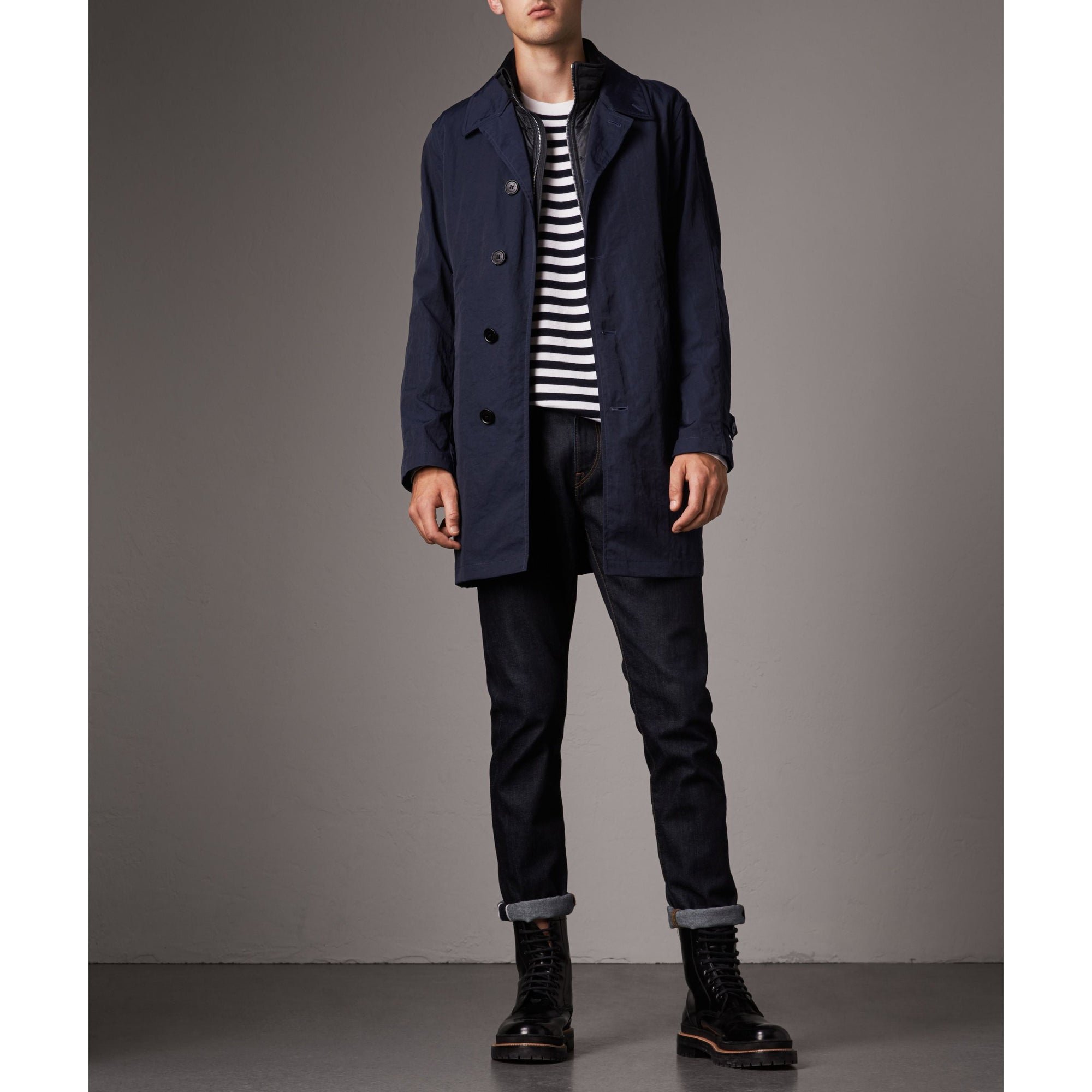 Paletot avec gilet sans manches rembourré en duvet amovible - Bleu encre