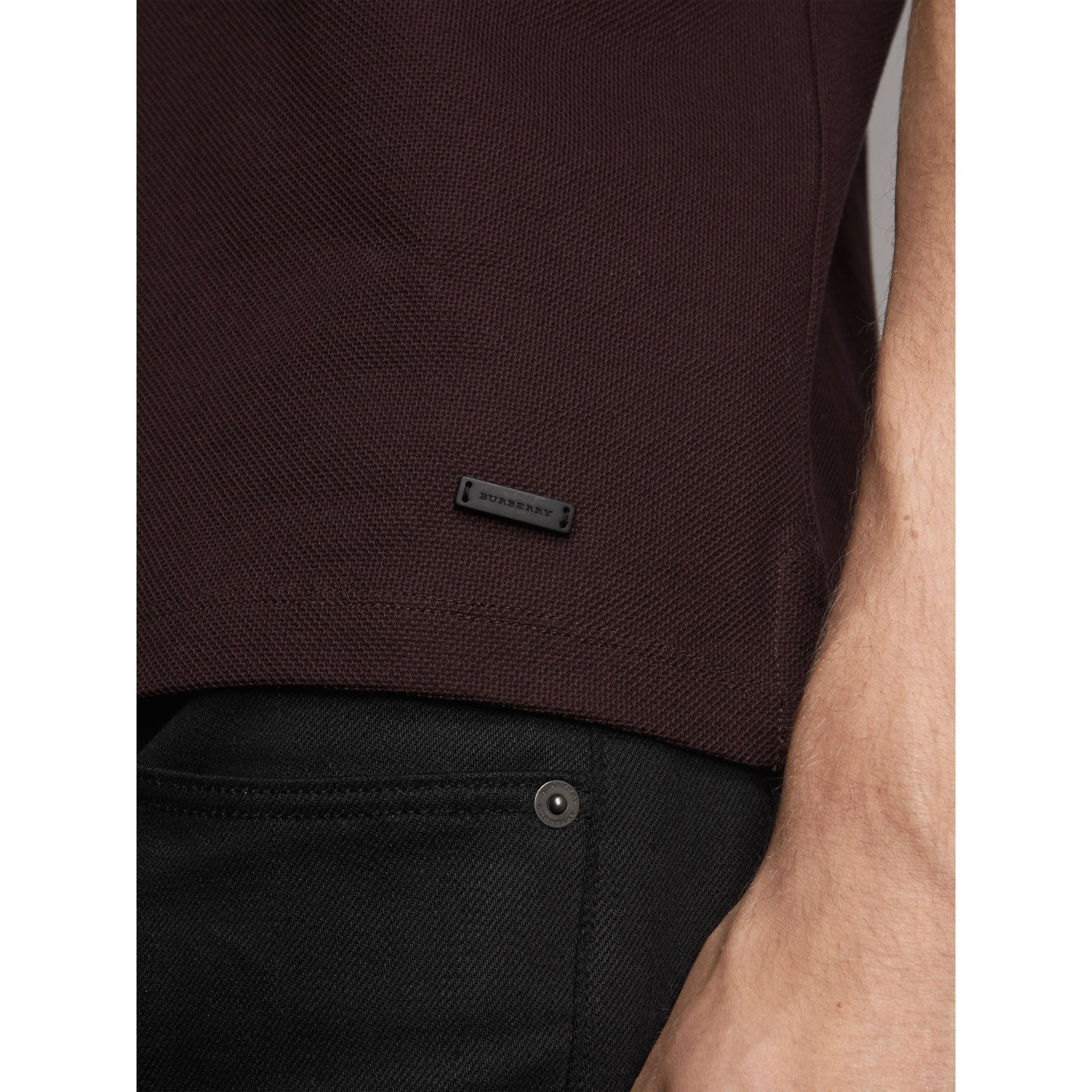 BLACKCURRANT Polo en piqué de coton avec col rayé