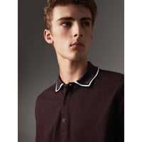 BLACKCURRANT Polo en piqué de coton avec col rayé